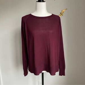 Zara Women's Long Sleeve Crewneck Sweater - Burgundy Plum